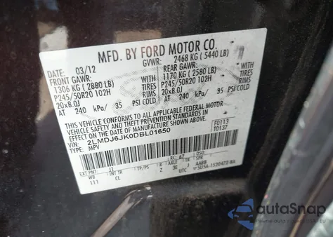 2013 Lincoln Mkx z USA, uszkodzony, nr VIN 2LMDJ6JK0DBL01650